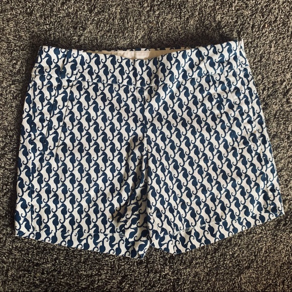 J Crew Seahorse Pattern Shorts sz 0 - Picture 1 of 11